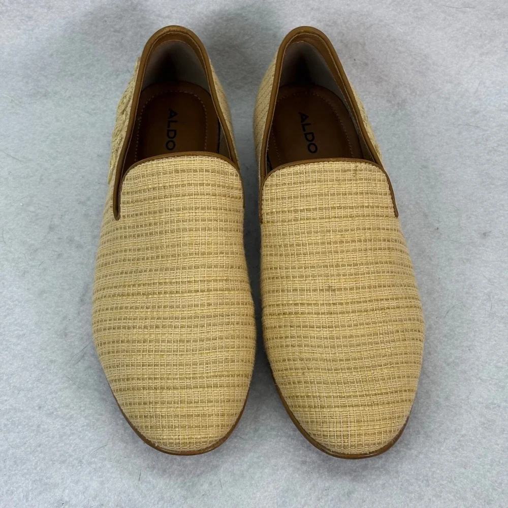 Aldo Tan‎ Woven LOVE Raffia Loafers Mens Size 9 Summer Boho Slip On Shoes Beach